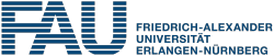 Logo der Friedrich-Alexander-Universität Erlangen-Nürnberg mit den Initialen FAU in blauen Streifen, daneben der Name.