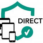 Illustration mit Laptop, Tablet und Smartphone vor einem Schild mit Haken. Neben dem Schild steht das Wort Directions.