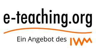 Logo von e-teaching.org mit der Aufschrift „Ein Angebot des IWM“ und einer geschwungenen orangen Linie darunter.