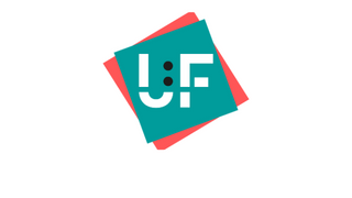 Logo mit den Buchstaben U:F auf einem blauen Quadrat vor einem roten Quadrat, leicht versetzt übereinander.