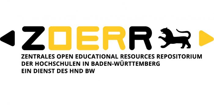 ZOERR Logo mit Text: Zentrales Open Educational Resources Repositorium der Hochschulen in Baden-Württemberg, HND BW.