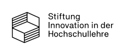 Logo der Stiftung Innovation in der Hochschullehre mit stilisiertem geometrischen Symbol links vom Text.