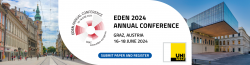 Banner zur EDEN 2024 Konferenz in Graz. Datum: 16.-18. Juni 2024. Logo der Uni Graz. Registrierung möglich.