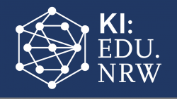 Logo von KI: EDU. NRW, zeigt ein neuronales Netz auf blauem Hintergrund.