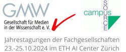 Logos der GMW und Campus Source mit Text zu Jahrestagungen 2024, 23.-25.10., ETH AI Center Zürich.