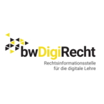 Logo von bwDigiRecht mit gelben und schwarzen Dreiecken, Text: Rechtsinformationsstelle für die digitale Lehre