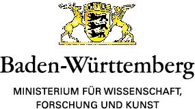 Wappen von Baden-Württemberg mit Löwen, darunter der Text: Ministerium für Wissenschaft, Forschung und Kunst.
