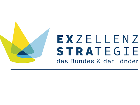Logo der Exzellenzstrategie des Bundes und der Länder mit drei sich überlappenden farbigen Formen links.