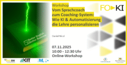 Online-Workshop zu KI und Automatisierung in der Lehre, 7.11.2025, 10:00-12:30 Uhr, geleitet von Daniel Nicol.