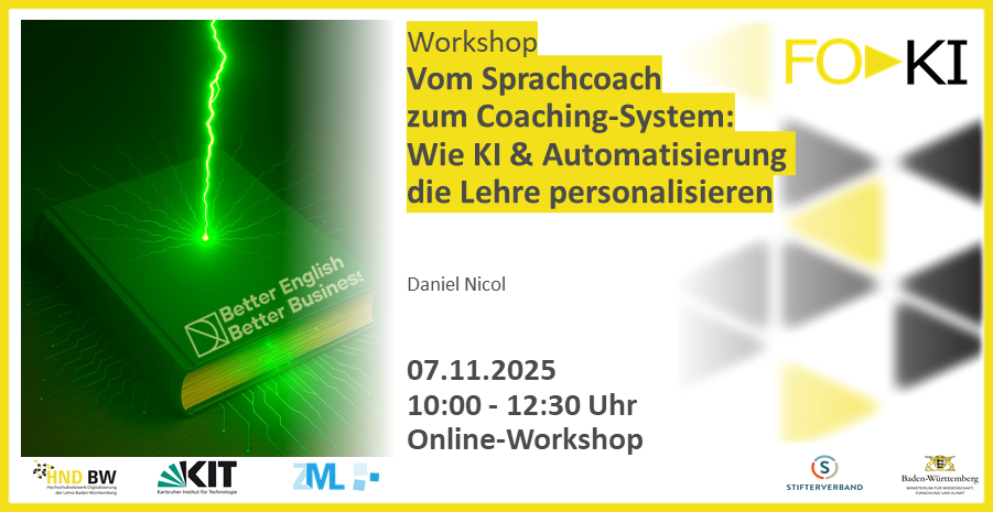 Online-Workshop zu KI und Automatisierung in der Lehre, 7.11.2025, 10:00-12:30 Uhr, geleitet von Daniel Nicol.