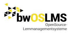 bwOSLMS_gelbschwarzH Logo von bwOSLMS mit gelben und schwarzen Dreiecken. Text: OpenSource-Lernmanagementsysteme.