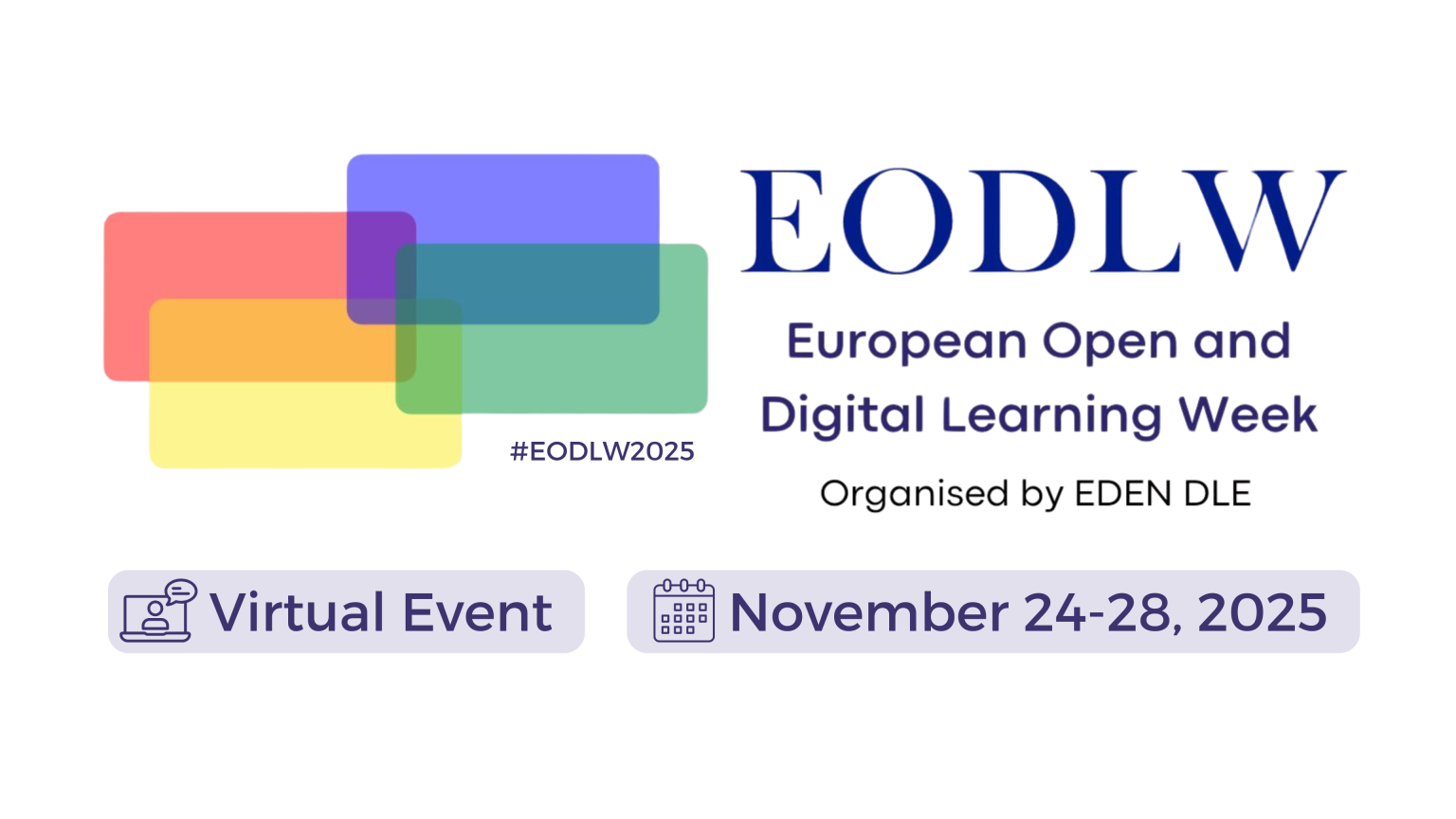 Logo für die European Open and Digital Learning Week, 24.-28. Nov. 2025. Virtuelles Event organisiert von EDEN DLE.