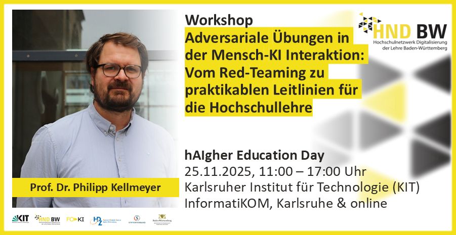 Kellmeyer Workshop-Ankündigung mit Prof. Dr. Philipp Kellmeyer über Mensch-KI Interaktion am 25.11.2025 beim KIT Karlsruhe.