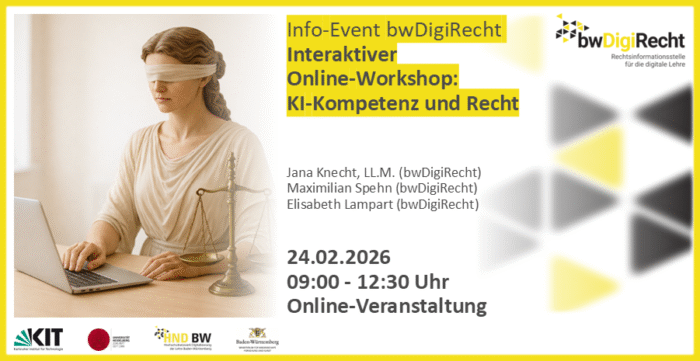 Info-Event bwDigiRecht: Interaktiver Workshop zu KI-Kompetenz und Recht am 24.02.2026. Online-Veranstaltung.