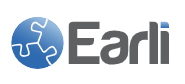 Logo von Earli mit einem blauen Kreis, Puzzle-Symbol und dem Wort Earli in grauer Schrift rechts daneben.