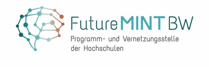Logo von FutureMINT BW mit einem neuronalen Netzwerk-Symbol. Text: Programm- und Vernetzungsstelle der Hochschulen.